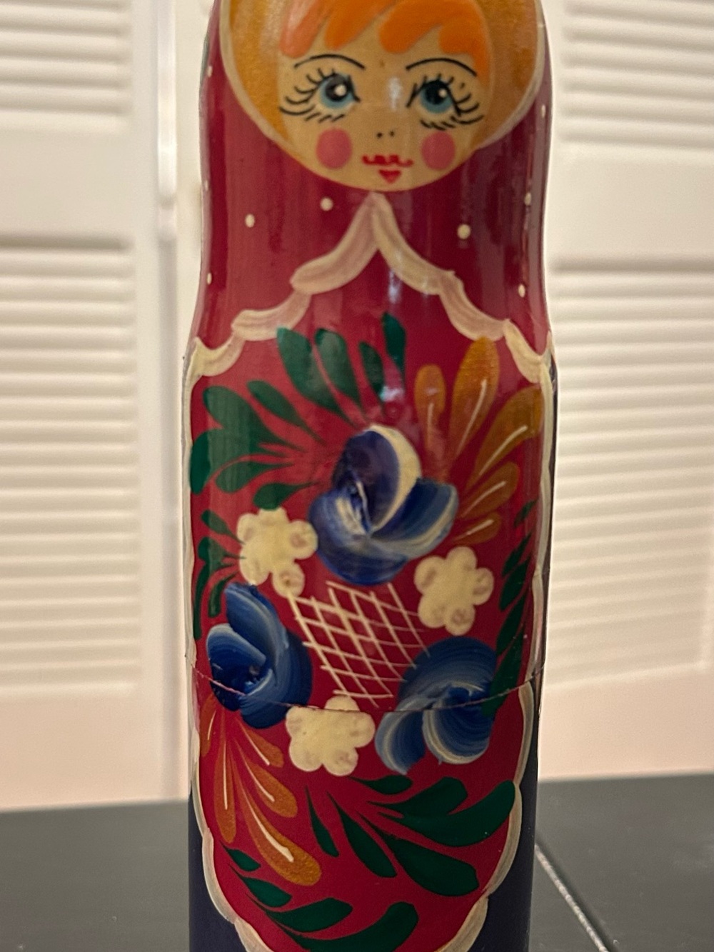 Hand-Painted Red Tall Russian Nesting Doll Vodka Bottle Holder Accent Figurine